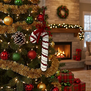 Enfeite Bengala Com Laço 17cm - Decoração Natalina