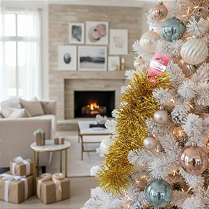 Festão Metalizado Dourado Simples 10cm X 2 Metros