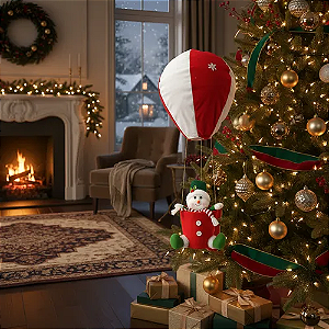 Enfeite Natalino Boneco De Neve Paraquedista 76cm - Unid