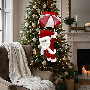 Enfeite Natalino Papai Noel Paraquedista 45cm - Unid