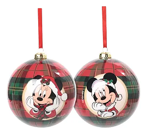 Bola De Natal Disney Mickey E Minnie 12cm - C/2 Unid