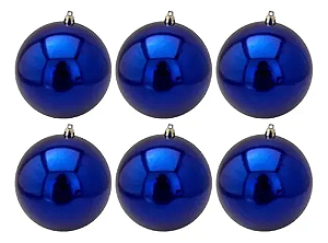 Bolas De Natal Azul Classic Navy 8cm C/6 Unid - Decoração