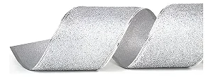 Fita Aramada Decorativa Prata Glitter 6,3cmx9,14m - Unid