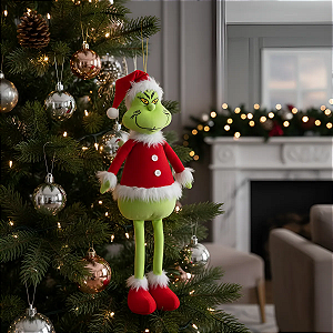 Enfeite Natalino Boneco Decorativo Grinch Verde Claro - 45cm