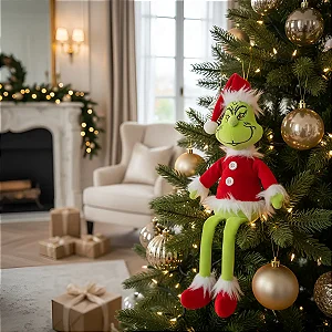 Enfeite Natalino Boneco Decorativo Grinch Verde Sentado - Un
