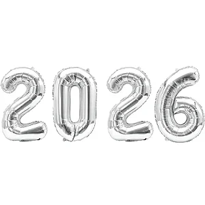 Kit Balão Metalizado 2026 Prata 45cm Prata 2026