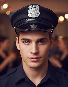 Chapéu Quepe Boina Preto Policial Fantasia Carnaval Adulto