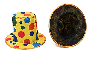 Chapéu Cartola Palhaço Amarelo Com Bolinhas Coloridas - Unid
