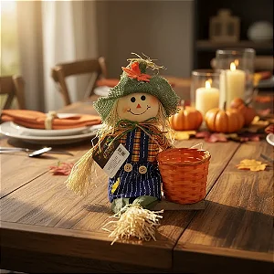 Espantalho Sentado C/ Cesto Sortido 28cm Decoração Junina - Un