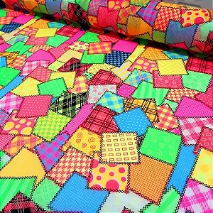 Tnt Estampa Neon Junina Arraiá Retalhos Remendão - 1 Metro