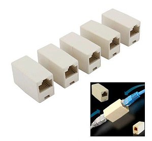 EMENDA CABO DE REDE RJ45 FÊMEA CAT5 C/ 5 UN.