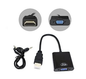 CONVERSOR HDMI MACHO X VGA FÊMEA C/ AUDIO KNUP