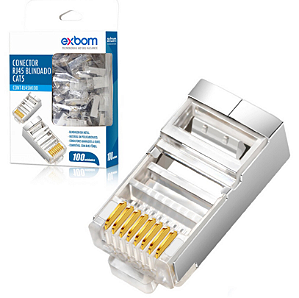 CONECTOR RJ45 CAT6 MACHO BLINDADO C/ 10 UN