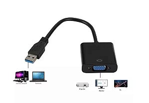 CONVERSOR USB 3.0 MACHO P/ VGA FÊMEA