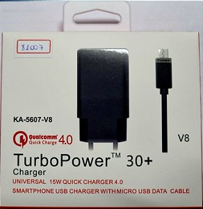 CARREGADOR CELULAR KAPBOM TURBO V8 COMPLETO