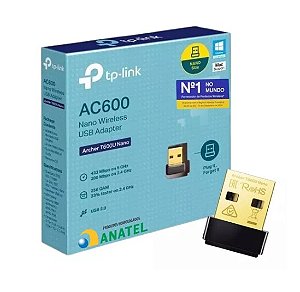 ADAPTADOR WIRELESS TP-LINK ARCHER T2U NANO AC600 USB DUAL BAND