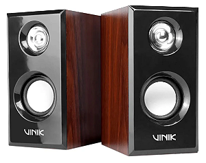 CAIXA DE SOM VK WOOD 2.0 MADEIRA USB