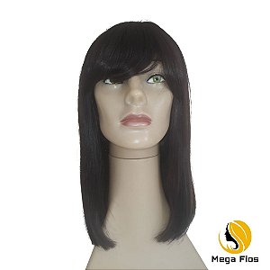Peruca Lace De Cabelo Humano: Castanho Escuro - Liso