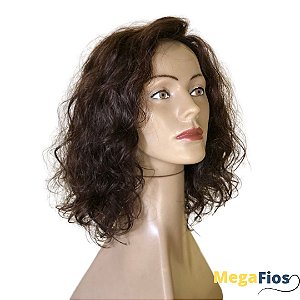 Peruca Lace Cabelo Humano: Castanho Escuro - Ondulada