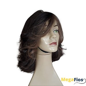 Peruca Lace Cabelo Humano: Castanho Escuro - Liso Ondulado