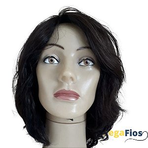 Peruca Lace Cabelo Humano: Castanho Escuro - Ondulado
