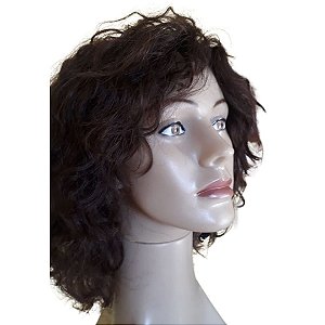 Peruca Lace Cabelo Humano: Castanho Médio - Ondulado