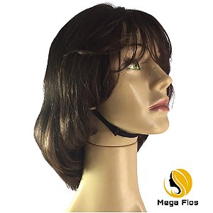 Peruca Lace Cabelo Humano: Castanho Escuro - Liso Ondulado