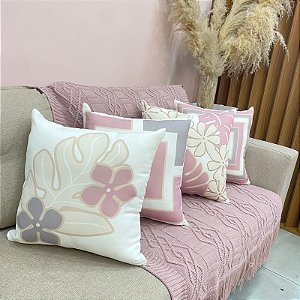 Kit 4 capas Flores Rosê com cinza