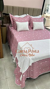 Cobre Leito Rosa de Coração