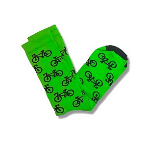 Meias Divertidas Bike Neon Cano Alto