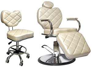 Cadeira Reclinável Poltrona Barbeiro Salão Beleza + Lombar