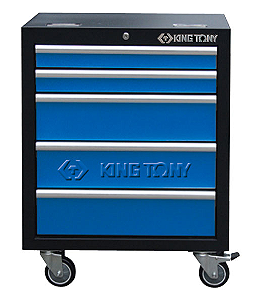 CARRINHO DE METAL BAIXO C/ 5 GAVETAS (PRETO E AZUL) - 87D11-12A-KB - KING TONY