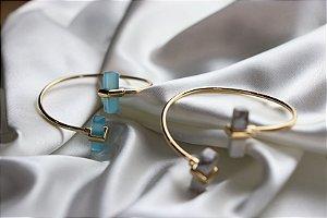 Pulseira Folheada a Ouro - Agata Azul