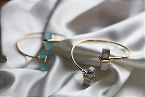 Pulseira Folheada a Ouro - Howlita Branca