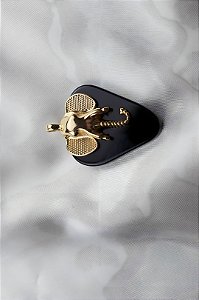 Pingente Ganesha - Folheado a Ouro - Agata Preta