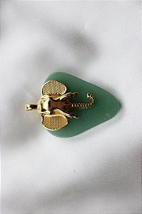 Pingente Ganesha - Folheado a Ouro - Quartzo Verde