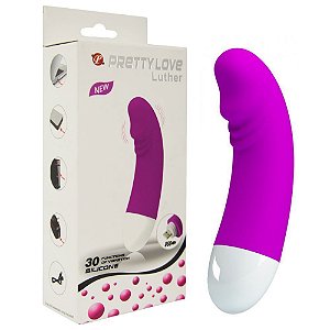 VIBRADOR PONTO G LUTHER COM DETALHE DE GLANDE E 30 MODOS DE VIBRAÇÕES