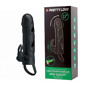 CAPA PENIANA EXTENSORA COM ANEL PARA ESCROTO E VIBRADOR 14X3,3 - PRETTY LOVE