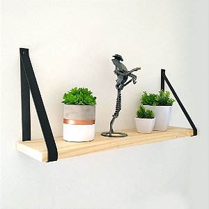 Prateleira Pinus 50x15 - Alça de Couro