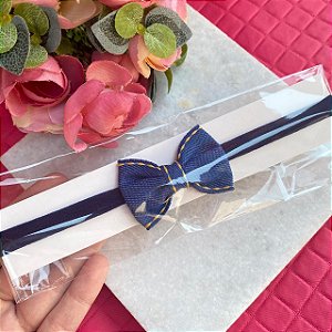 Faixas com laço para cabelo infantil - Modelo 1 - Jeans Azul