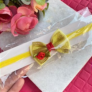 Faixas com laço para cabelo infantil - Modelo 4 - Amarelo e Dourado