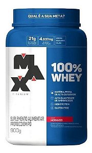 Suplemento Em  Pó Max Titanium  100% Whey Proteínas Sabor  Morango Em Pote De 900g