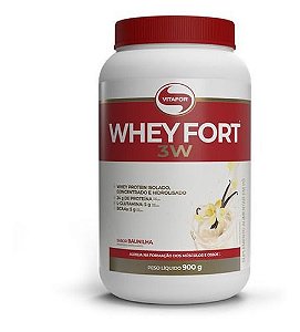 Suplemento Em Pó Vitafor  Whey Fort Proteína Whey Fort Sabor  Baunilha Em Pote De 900g