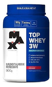 Suplemento Em  Pó Max Titanium  Top Whey 3w Proteínas Sabor  Morango Em Pote De 900g