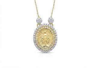 Colar Medalha Espírito Santo Radiante com Zircônias – Banhado a Ouro 18k