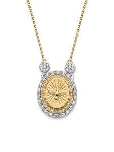 Colar Medalha Espírito Santo com Zircônias – Banhado a Ouro 18k