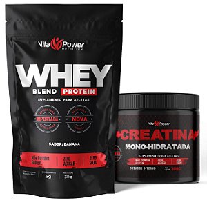 Kit Whey Protein 900g + Creatina - Vita Power Para Ganho de Massa Magra