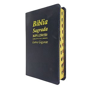 Bíblia Sagrada Letra Gigante Promessa Preta Lisa - Kc