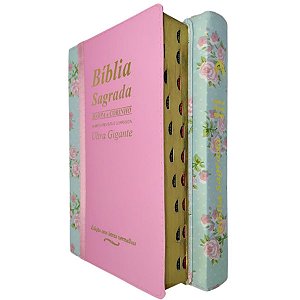 Bíblia Sagrada Letra Ultra Gigante Bicolor Edição Com Letras Vermelhas ROSA