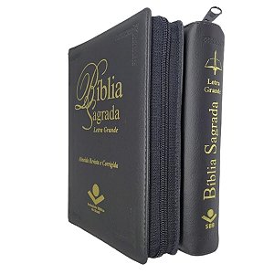 Bíblia Sagrada tijolinho Com Zíper Letra Grande Revista Corrigida SBB